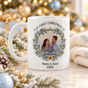Erstes Weihnachten als Mama und Papa Blau Gold Sch Kaffeetasse