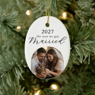Erstes Weihnachten als Mann und Frau Foto-Meilenst Keramik Ornament
