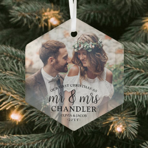 Erstes Weihnachten als Mr & Mrs ∙ Einfache Foto-Üb Ornament Aus Glas