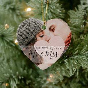 Erstes Weihnachten als Mr. & Mrs.-Fotos Keramik Ornament
