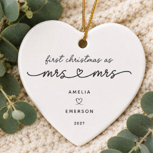 Erstes Weihnachten als Mrs & Mrs-Ornament Keramik Ornament