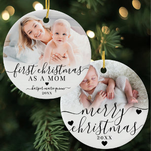Erstes Weihnachten als Mutter Baby-Foto Keramik Ornament