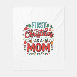 Erstes Weihnachten als Mutter-Feiertagsdesign Fleecedecke