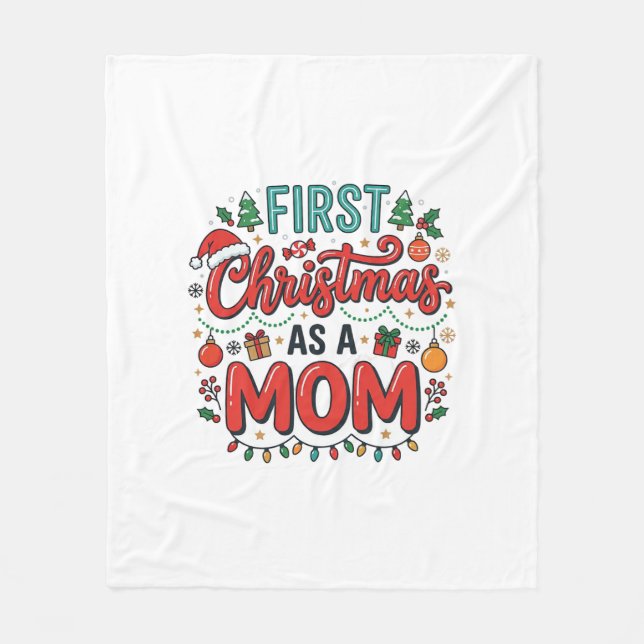Erstes Weihnachten als Mutter-Feiertagsdesign Fleecedecke (Vorderseite)