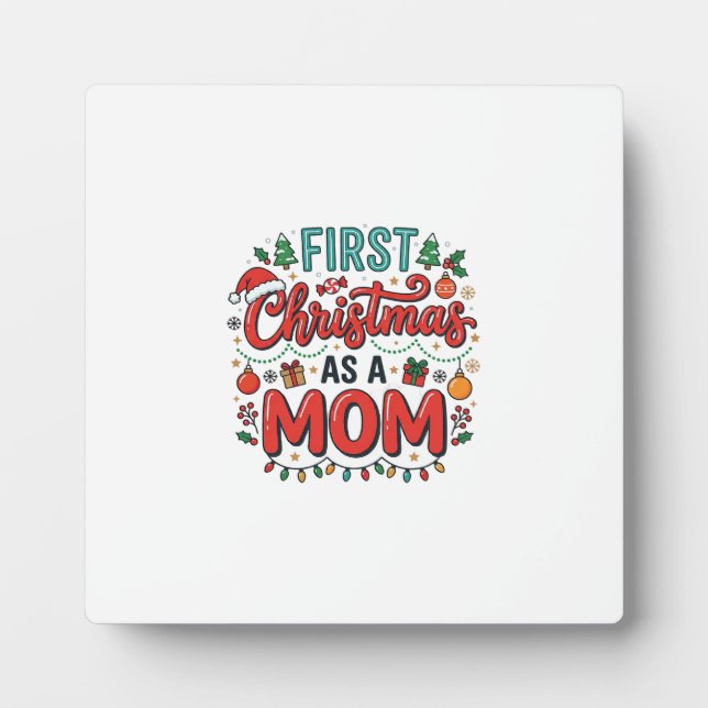 Erstes Weihnachten als Mutter-Feiertagsdesign Fotoplatte (Vorderseite)