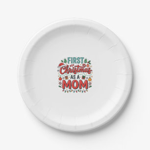 Erstes Weihnachten als Mutter-Feiertagsdesign Pappteller