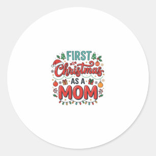 Erstes Weihnachten als Mutter Feiertagsdesign Runder Aufkleber