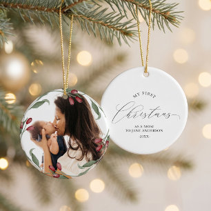 Erstes Weihnachten als Mutter Weihnachts-Botanik-K Keramik Ornament