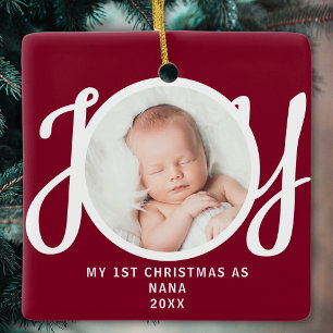 Erstes Weihnachten als Nana Foto-Andenken Marone Keramikornament