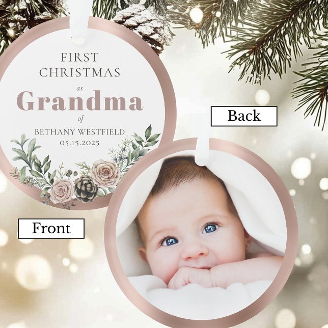 Erstes Weihnachten als Oma Foto-Andenken Ornament (First Christmas as Grandma Photo Acrylic Keepsake Ornament)
