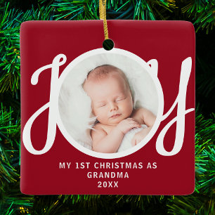 Erstes Weihnachten als Oma Foto-Andenken Rot Keramikornament