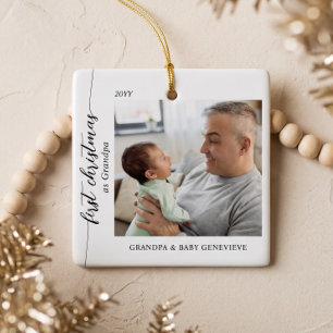 Erstes Weihnachten als Opa Baby-Foto-Andenken Keramikornament