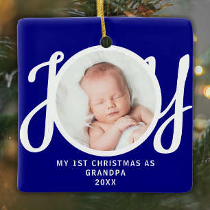 Erstes Weihnachten als Opa Foto-Andenken Blau Keramikornament