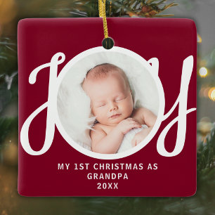 Erstes Weihnachten als Opa Foto-Andenken Marone Keramikornament