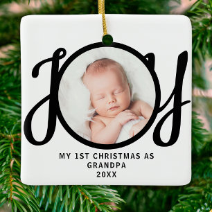 Erstes Weihnachten als Opa Foto Freude Schrift Keramikornament