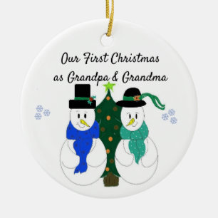 Erstes Weihnachten als Opa und Oma Keramik Ornament