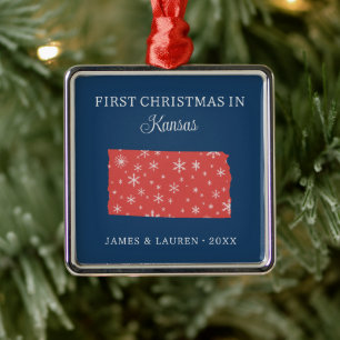 Erstes Weihnachten als Paar in Kansas USA Bundesst Ornament Aus Metall