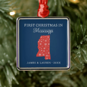 Erstes Weihnachten als Paar in Mississippi USA Bun Ornament Aus Metall