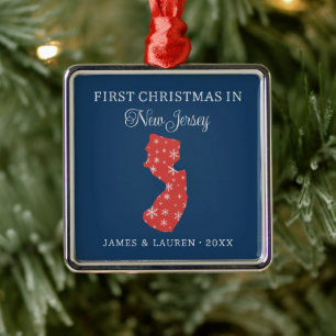 Erstes Weihnachten als Paar in New Jersey State Bl Ornament Aus Metall