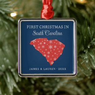 Erstes Weihnachten als Paar in South Carolina Blau Ornament Aus Metall