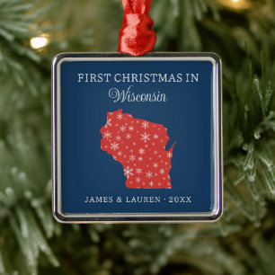 Erstes Weihnachten als Paar in Wisconsin USA Bunde Ornament Aus Metall