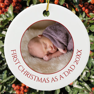 Erstes Weihnachten als Papa Baby-Foto Keramik Ornament