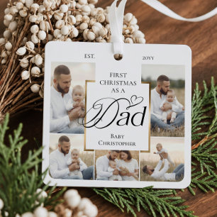 Erstes Weihnachten als Papa Foto-Collage Geburtsst Ornament Aus Metall
