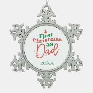 Erstes Weihnachten als Papa Neuer Vater Dad Schneeflocken Zinn-Ornament