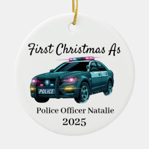 Erstes Weihnachten als Polizist, Polizei Keramik Ornament