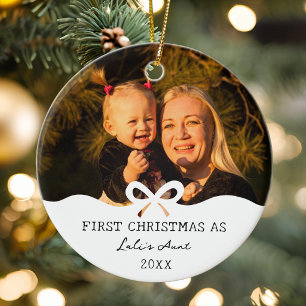 Erstes Weihnachten als Tante Bow Benutzerdefiniert Keramik Ornament