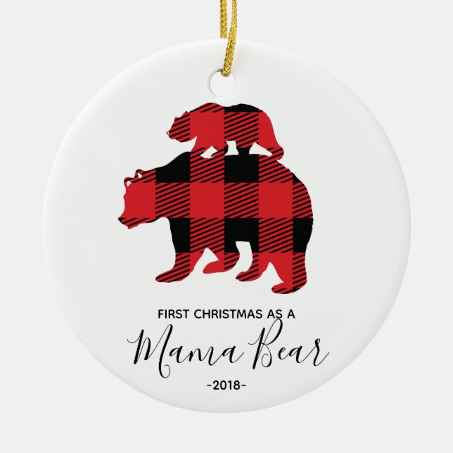 Erstes Weihnachten als Verzierung Mutter Bear Keramik Ornament (Vorne)