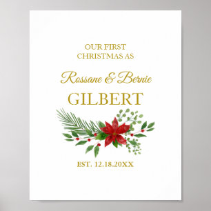 Erstes Weihnachten als Zitat mit Poinsettien-Desig Poster