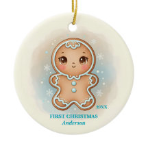 Erstes Weihnachten Baby Junge Blau Lebkuchen Foto