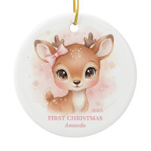 Erstes Weihnachten Baby Mädchen Rosa Rentier Foto