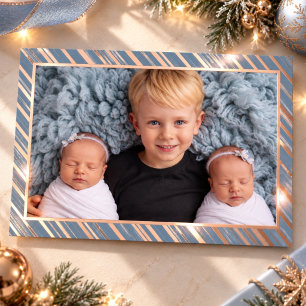 Erstes Weihnachten Baby Streifenrahmen Foto Roségo Folien Feiertagskarte