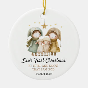 Erstes Weihnachten Bibelvers Lamm Hirte Keramik Ornament