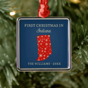Erstes Weihnachten der Familie in Indiana, USA-Bun Ornament Aus Metall