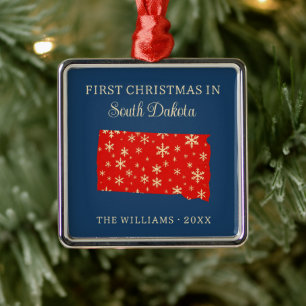 Erstes Weihnachten der Familie in South Dakota, US Ornament Aus Metall