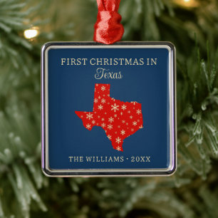Erstes Weihnachten der Familie in Texas, USA Bunde Ornament Aus Metall