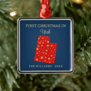 Erstes Weihnachten der Familie in Utah, USA-Staat Ornament Aus Metall