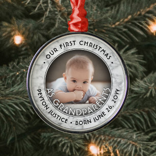 Erstes Weihnachten der Großeltern Ein Foto Faux-Ma Ornament Aus Metall