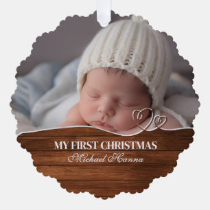 Erstes Weihnachten des Babyjungen Geburtsstatistik Ornament Karte