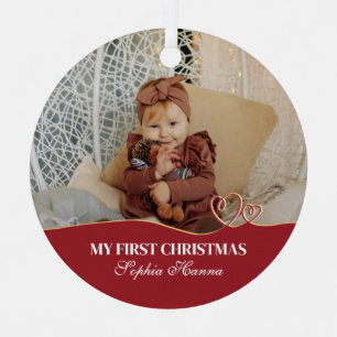 Erstes Weihnachten des Babymädchens Geburtsstatist Ornament Aus Metall