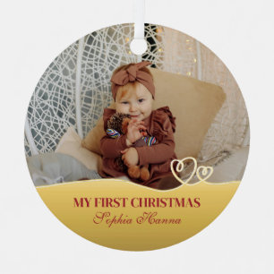 Erstes Weihnachten des Babymädchens Geburtsstatist Ornament Aus Metall