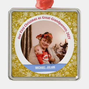 Erstes Weihnachten des Babys als Urgroßeltern Gold Ornament Aus Metall