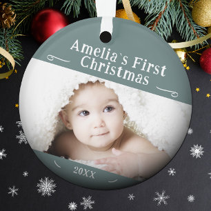 Erstes Weihnachten des Babys Einfaches Foto-Andenk Ornament