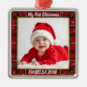 Erstes Weihnachten des Babys Elegant Chic Foto Ornament Aus Metall