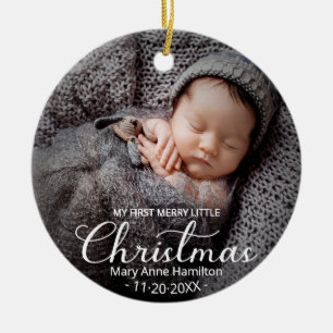 Erstes Weihnachten des Babys Foto Keramik Ornament