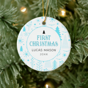 Erstes Weihnachten des Babys Foto Modern Keramik Ornament