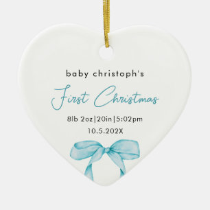 Erstes Weihnachten des Babys Geburtsstatistik Foto Keramik Ornament